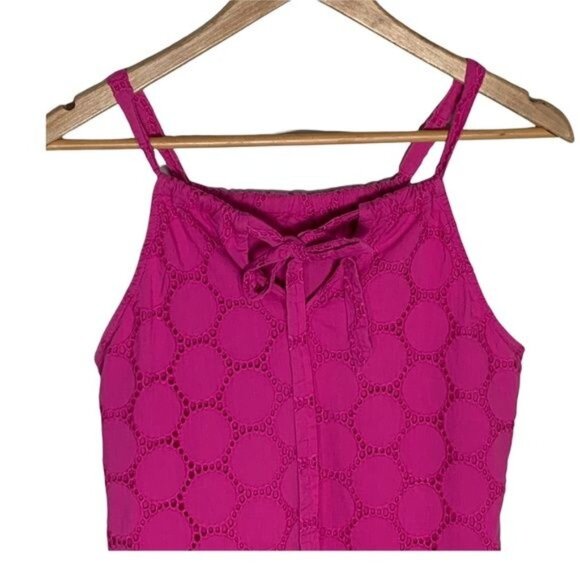 Crown & Ivy Petite PS Pink Eyelet Sundress Sleeveless Cotton Mini Dress - Picture 6 of 13